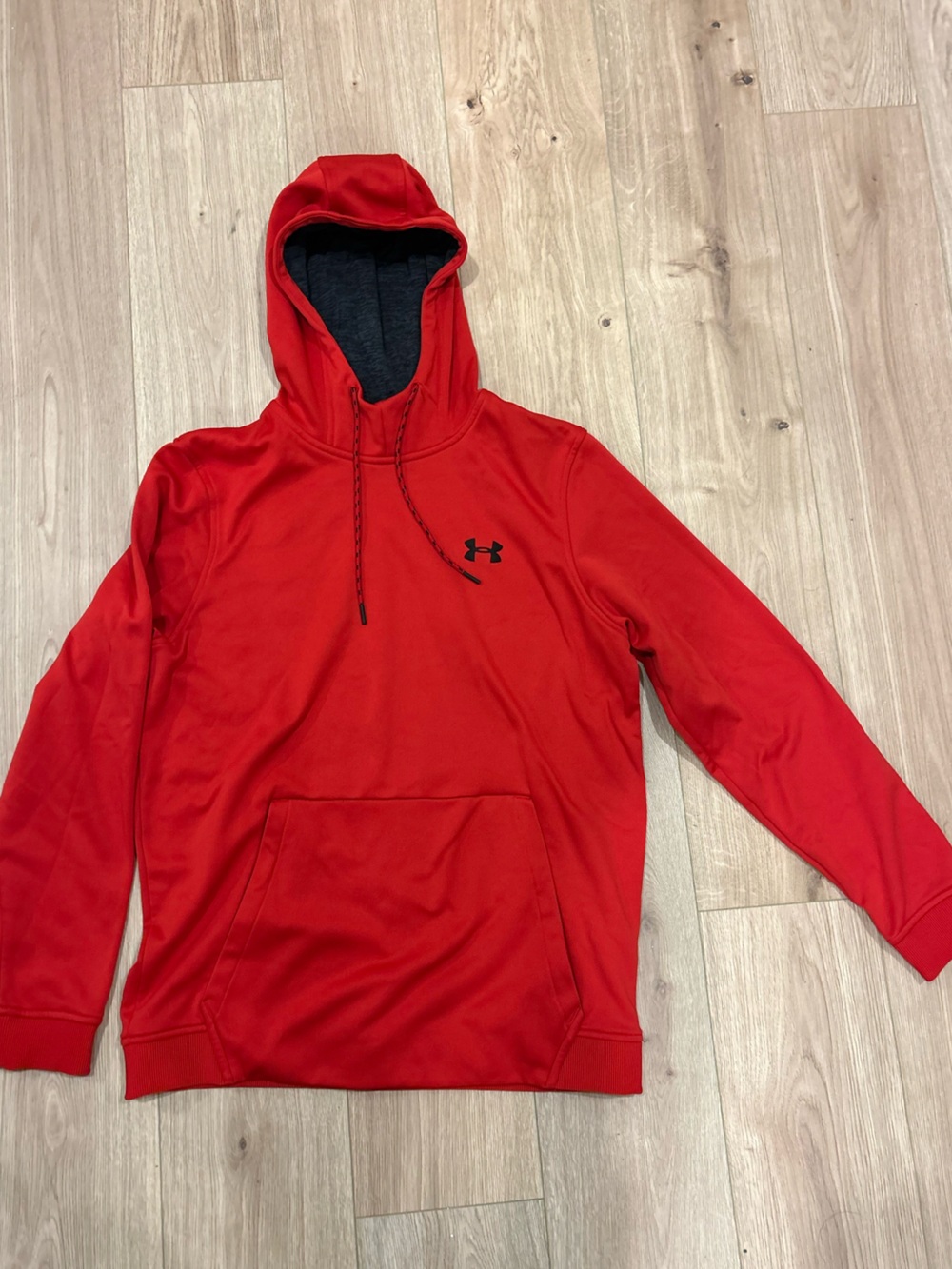 Under Armour Red Pullover Hoodie with Black Logo Accent